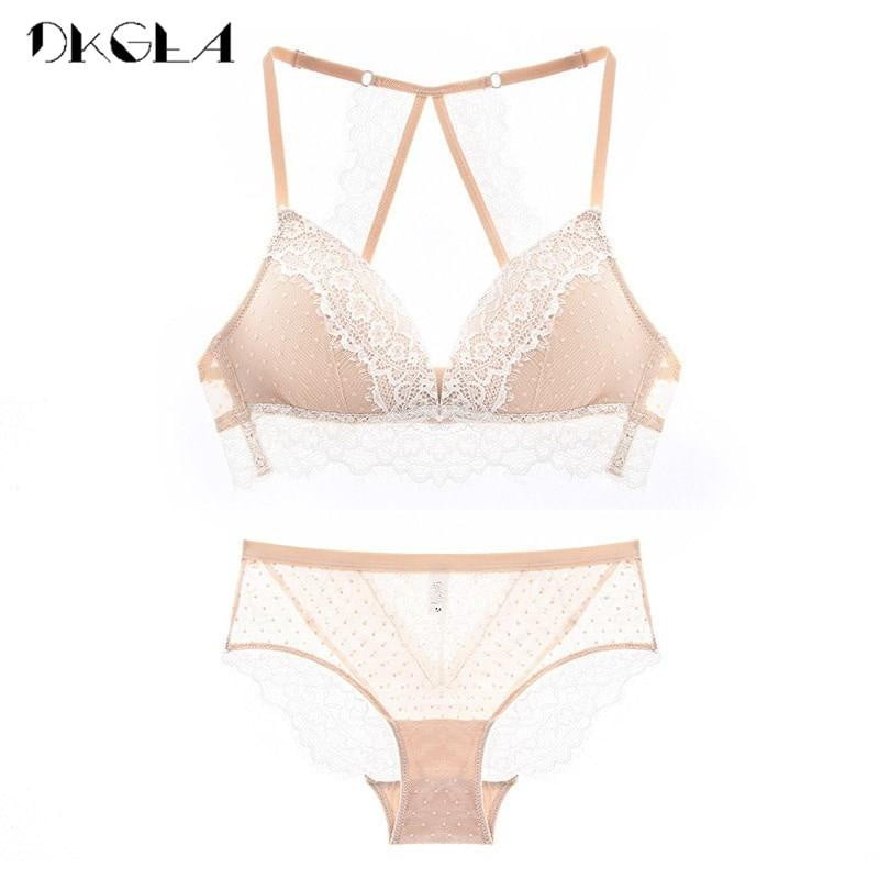 2018 New France Embroidery Lace Lingerie Set Black Thin Cotton Bras Plus Size XL L M S Underwear Women Sets Sexy Wire Free Bra