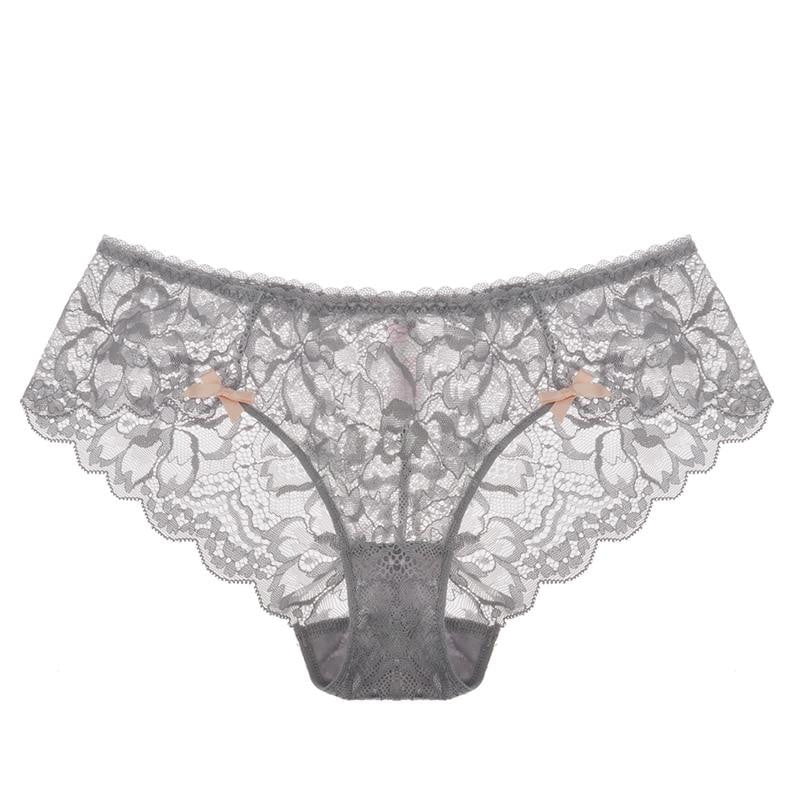 2018 New black lace panties women sexy Soft Briefs low-rise transparent Lingerie Floral embroidery panties plus size XXL XL