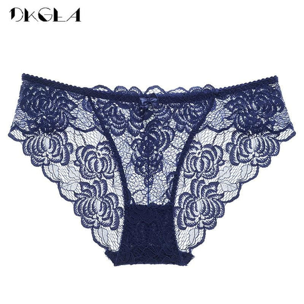 2019 New Blue Lace Panties Women Underwear Plus Size XXL XL L Soft Briefs Sexy  Low-rise Transparent Lingerie Embroidery Panty