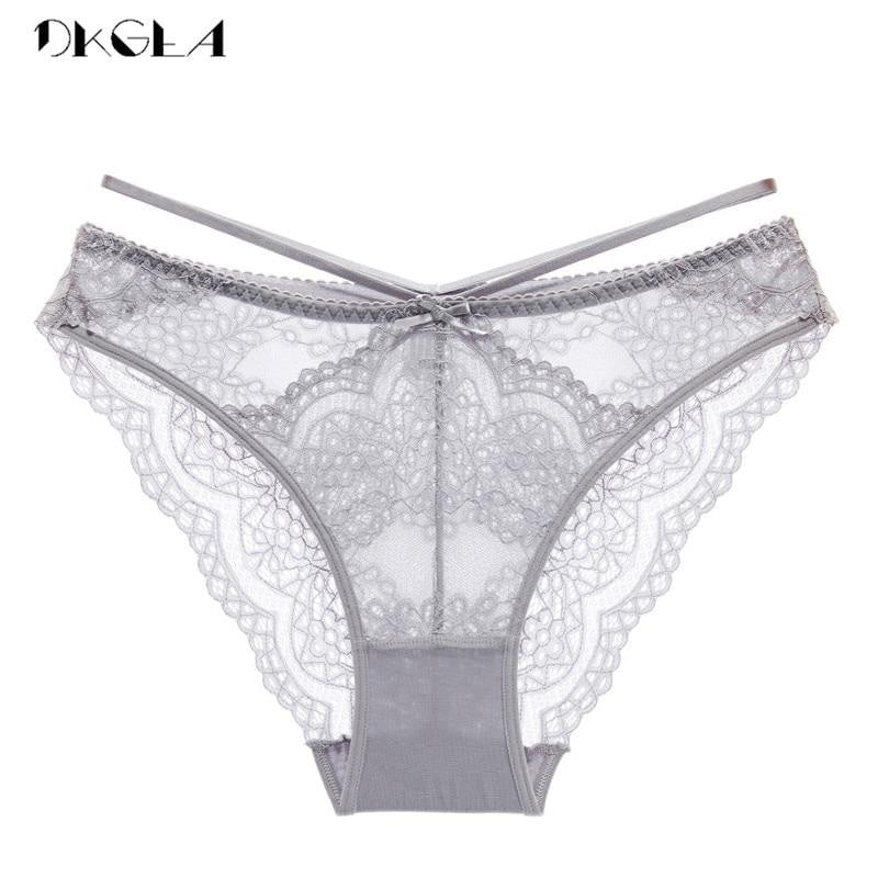 2019 New Gray Panties Sexy Low-rise Women Underwear Embroidery Plus Size XL L Briefs Comfortable Transparent Panty Lace Lingerie