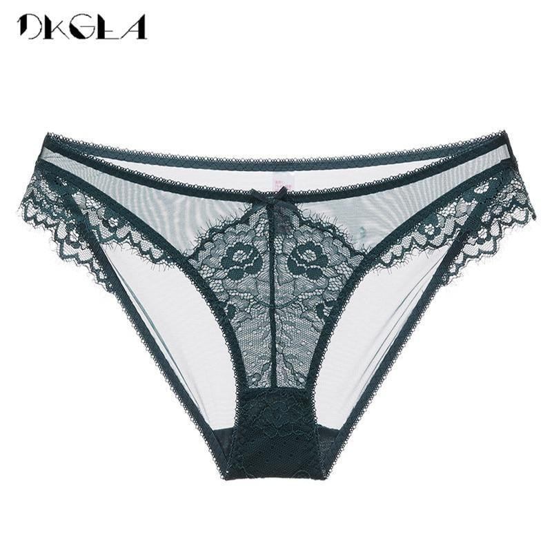 2019 New Soft Briefs Plus Size XXL XL L Low-rise Women Lingerie Lace Panties Green Transparent Underwear Sexy Panty Embroidery