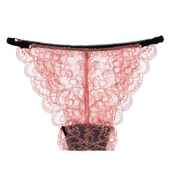 2019 New pink sexy panties women transparent underwear plus size XL embroidery lace briefs black low-rise Hollow out breathable