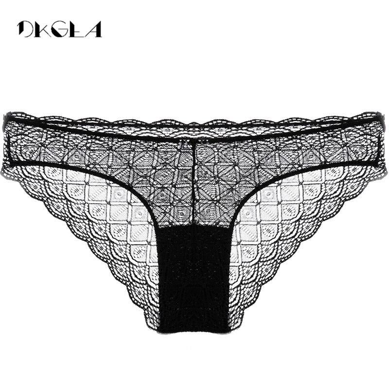 2019 new lace transparent underwear sexy panties women plus size L embroidery black cotton briefs black breathable comfortable