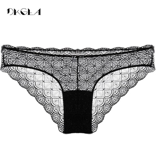 2019 new lace transparent underwear sexy panties women plus size L embroidery black cotton briefs black breathable comfortable