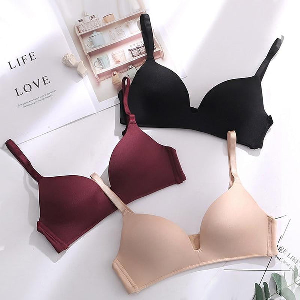 DERUILADY Fashion Solid Color Wireless Bra Comfortable One-Piece Adjusted Bralette Seamless Push Up Bras For Women Sexy Lingerie