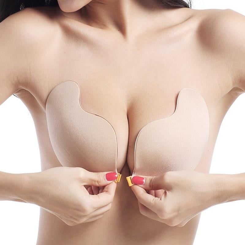 DERUILADY Sexy Lingerie Women Push Up Silicone Mango Bra Self Adhesive Seamless Strapless Front Closure Gel Invisible Bras