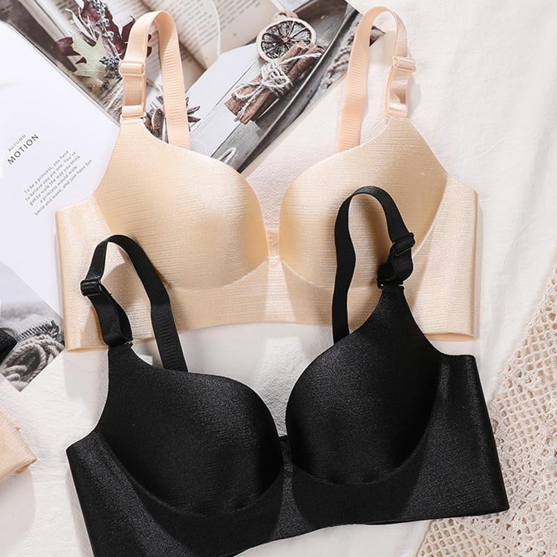 DERUILADY Solid Simple Gather Adjustable Women Bra Seamless Wireless Push Up Bra Sexy Lingerie Plus Size Underwear Bras Women