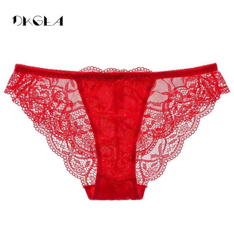 Fashion Low-rise Lace Panties Transparent Black Women Underwear Size M L XL Comfortable Briefs Sexy Red Embroidery Floral Panty