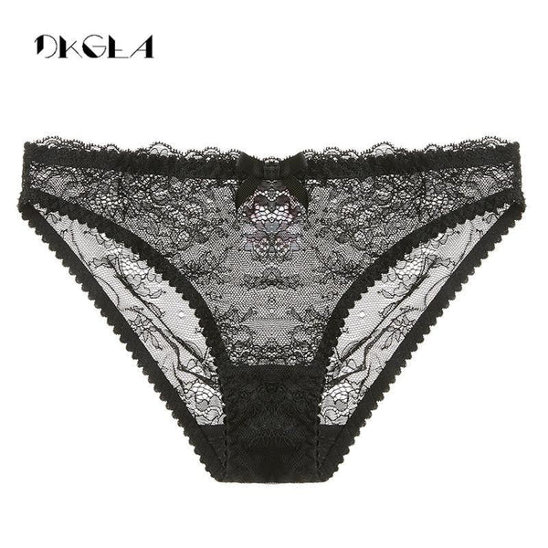 New Pink Lace Panties Women Transparent Underwear Black Sexy Soft Briefs Low-rise White Floral Embroidery Panties Plus Size XL L