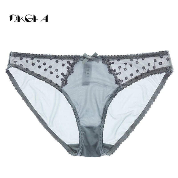 New Sexy Panties For Girl Fashion Comfortable Transparent Briefs Women Gray Embroidery Lace Underwear S M L XL Panty Black